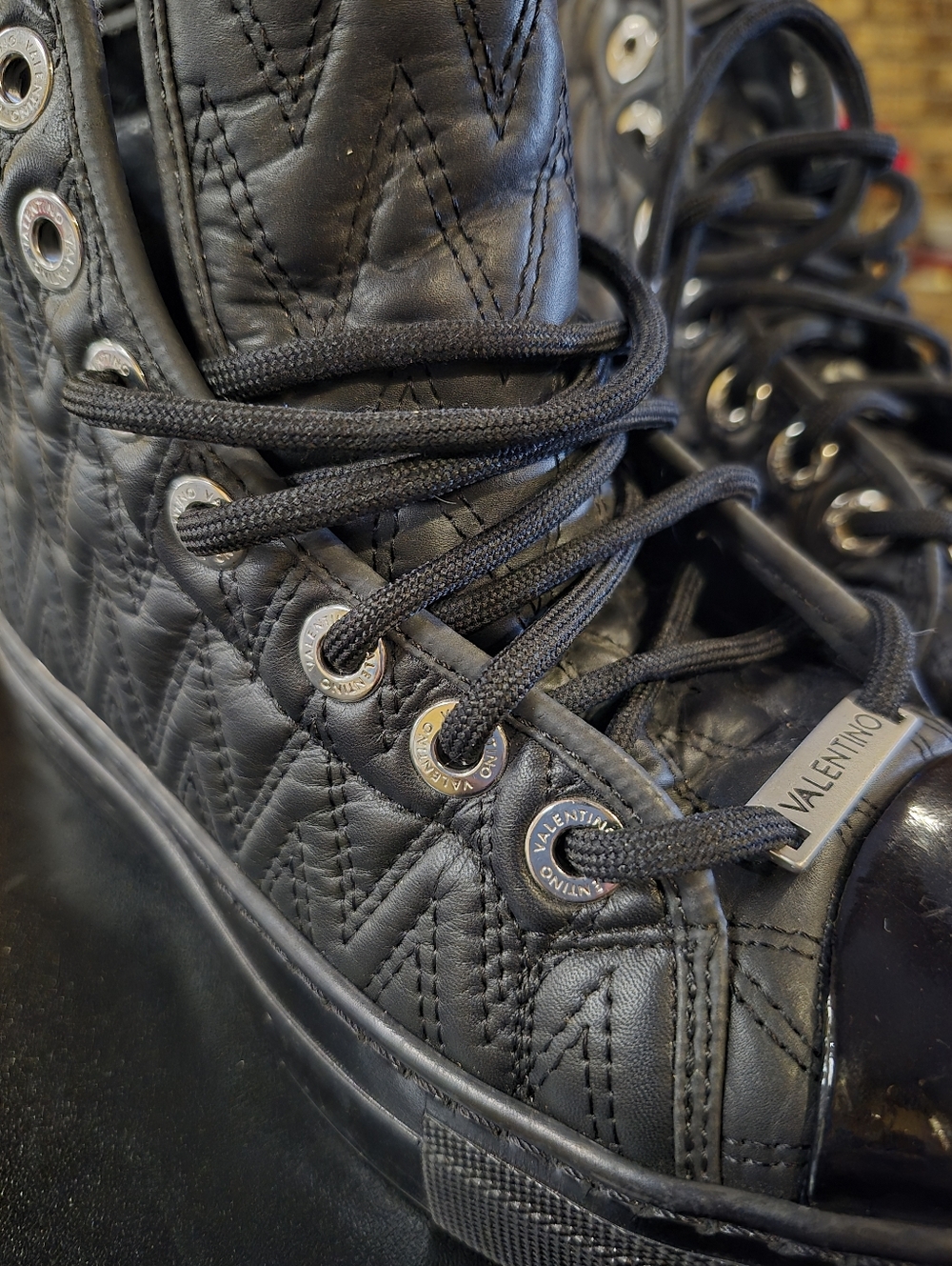 Valentino Black Quilted High-Top Sneakers